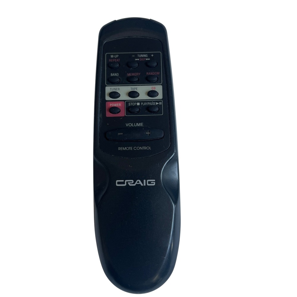 Craig Audio System Remote Control Black Replacement Tuner Tape CD Volume